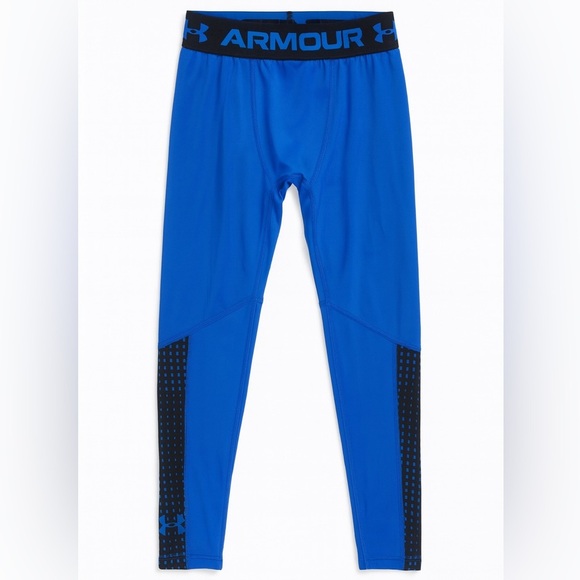 Under Armour Youth ColdGear Compression Leggings Winter Gear Blue Black Medium - Picture 1 of 4